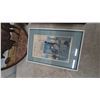 Image 6 : Framed Engraving of Pres. Woodrow Wilson, Framed Town Scene, Buffalo Tray