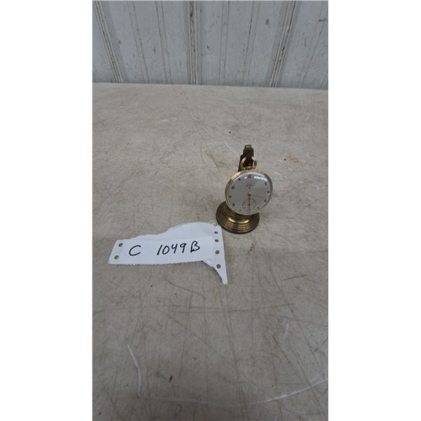 Elgin Desk Clock and Stand, Sub-Second Dial, Brass-Tone Case and Stand