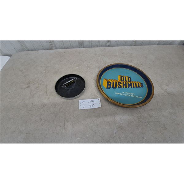 Old Bushmills Whiskey Tray and Globelite Dynavator Ashtray
