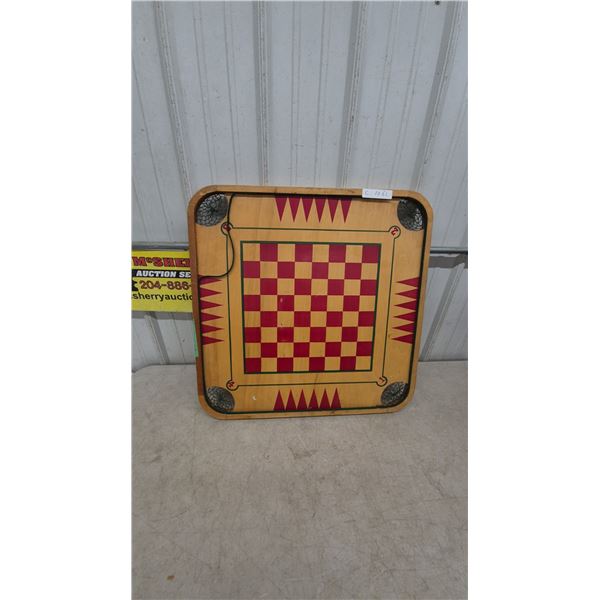 Vintage Carrom and Backgammon Board with Chess/Checkers and Crokinole