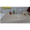 Image 2 : Miniature Barn and Outhouse art on brick Glass Terrarium, and Stone Candle Holder