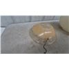 Image 3 : Three Vintage Glass Light Shades: One Opaque White Sphere, One Opaque White Cone, and One Amber