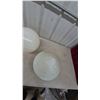 Image 6 : Three Vintage Glass Light Shades: One Opaque White Sphere, One Opaque White Cone, and One Amber