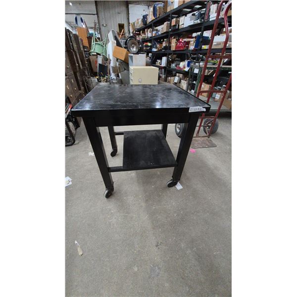 Black Rolling. Metal Utility Cart with Shelf, 28”×25”×23”