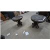 Image 1 : Pair of Round Granite-Top Side Tables with Wrought Iron Bases 15” High 17” diameter