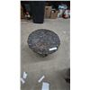 Image 3 : Pair of Round Granite-Top Side Tables with Wrought Iron Bases 15” High 17” diameter