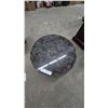 Image 4 : Pair of Round Granite-Top Side Tables with Wrought Iron Bases 15” High 17” diameter