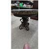 Image 5 : Pair of Round Granite-Top Side Tables with Wrought Iron Bases 15” High 17” diameter