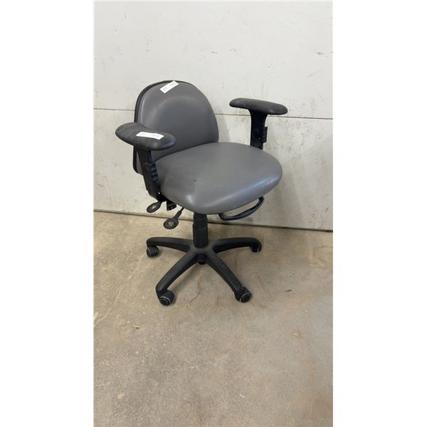 Grey Task Chair with Adjustable Armrests and Black 5-Star Caster Base