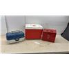 Image 1 : Plano Tackle Box, Milwaukee PACKOUT Cooler, and Red Metal Box, 10 × 11 × 9 1/2”