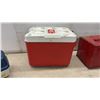 Image 4 : Plano Tackle Box, Milwaukee PACKOUT Cooler, and Red Metal Box, 10 × 11 × 9 1/2”