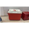 Image 6 : Plano Tackle Box, Milwaukee PACKOUT Cooler, and Red Metal Box, 10 × 11 × 9 1/2”