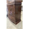 Image 10 : Vintage Mahogany Two-Piece China Cabinet Hutch with Glass Doors and Three-Drawer Serpentine Base