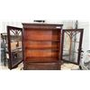 Image 4 : Vintage Mahogany Two-Piece China Cabinet Hutch with Glass Doors and Three-Drawer Serpentine Base