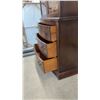 Image 9 : Vintage Mahogany Two-Piece China Cabinet Hutch with Glass Doors and Three-Drawer Serpentine Base