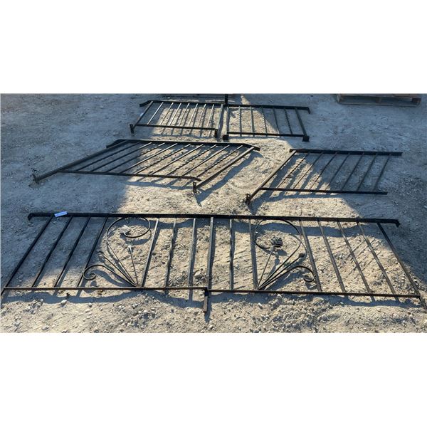 Assorted Wrought Iron Railings: Decorative Panel, 2 Stair Railings, 2 Straight Panels