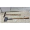 Image 1 : Antique Railway: Spike Driver and Toothed Ice Scraper with Wooden Handles