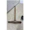 Image 3 : Antique Railway: Spike Driver and Toothed Ice Scraper with Wooden Handles