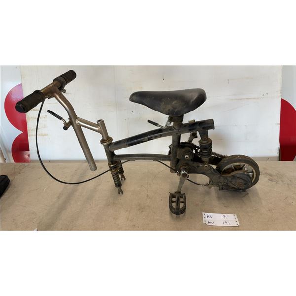 Clown Bicycle Frame and Parts: Handlebars, Seat, Pedals, Chain, Rear Wheel for Parts or Repair