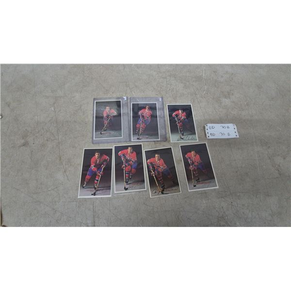 Vintage Montreal Canadiens Hockey Player Photos and Autographs, 7Pcs.
