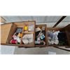 Image 3 : Vintage Wooden Sewing Box with Contents: Spools of Thread, Pins, Ribbons