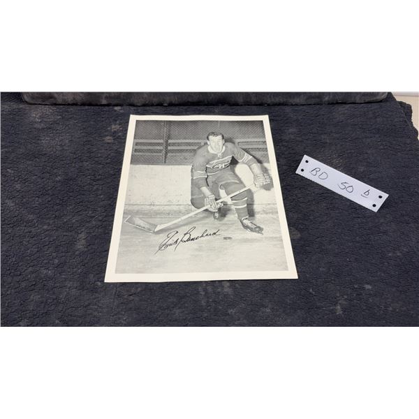 Vintage 1950s Quaker Oats Montreal Canadiens Emile Bouchard NHL Photo, 10 × 8”