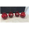 Image 8 : Vintage Anchor Hocking Mid-Century Lot: Ruby Red Vases, Fire King Mugs, Jars, Platters