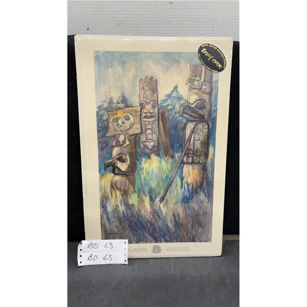 Vintage Emily Carr First Nations Haida Exhibition Sealed Print on Artist Paper 17 1/2” x 11”