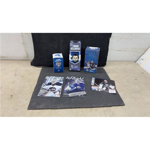 Connor Hellebuyck Winnipeg Jets and Manitoba Moose Bobblehead Lot with 3 Programs