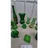 Image 3 : Assorted Green Glassware: Vases, Bottles, Mugs