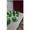 Image 6 : Assorted Green Glassware: Vases, Bottles, Mugs