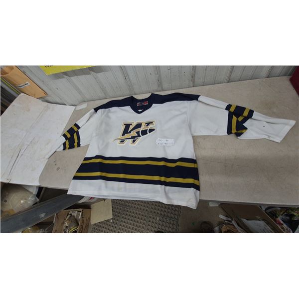 SP H.W. Sellers #33 Hockey Jersey, White and Navy Blue with Gold Accents, Size TG/XL
