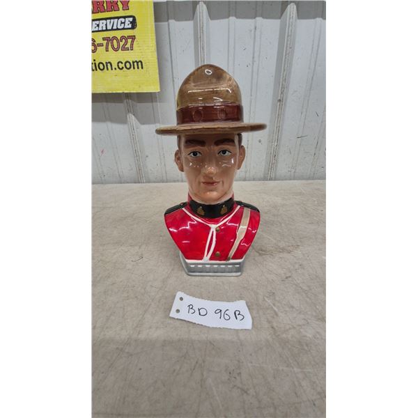 Royal Canadian Mounted Police (RCMP) Officer Bust Stein with Hinged Lid and Handle