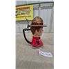 Image 4 : Royal Canadian Mounted Police (RCMP) Officer Bust Stein with Hinged Lid and Handle