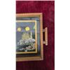 Image 5 : Art Deco Painted Glass Tray with Handles, Depicting a Dancer and Moonlit Scene