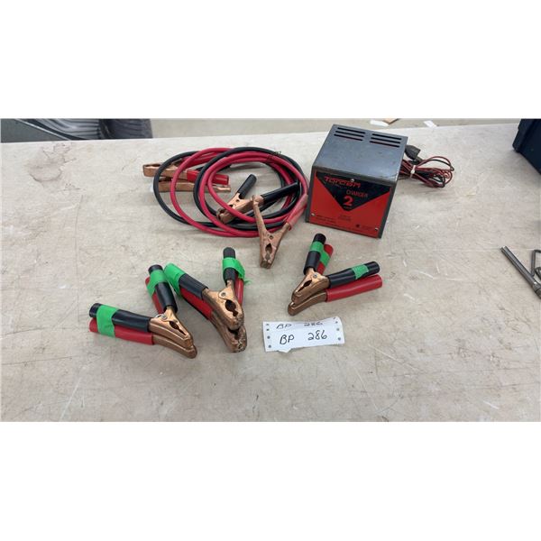 Torcan 2 Amps Charger, 1 Set Booster Cables and 7 Cable Clamps