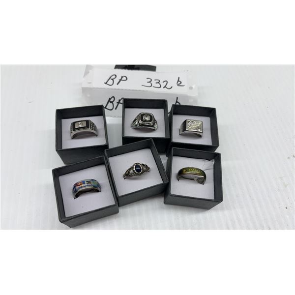 6 Fashion Rings, 3 Women's and 3 Men's