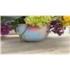 Image 3 : Blue Drip Glaze Ceramic Vase and Artificial Floral Arrangement in Pastel Bowl