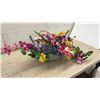 Image 5 : Blue Drip Glaze Ceramic Vase and Artificial Floral Arrangement in Pastel Bowl