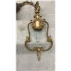 Image 5 : Antique Amber Glass Hanging Lantern, Gilt Metal Pendant Light