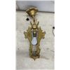 Image 6 : Antique Amber Glass Hanging Lantern, Gilt Metal Pendant Light