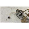 Image 7 : Antique Amber Glass Hanging Lantern, Gilt Metal Pendant Light