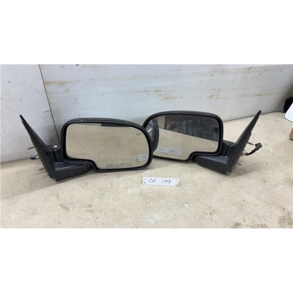 Pair of Ford F-150 Power Heated Side View Mirrors, 2004-2008, Black with Silver Caps