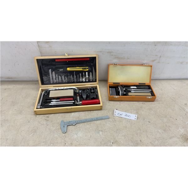 Hobby and Craft Knife Toolkits in Wooden Cases With Vernier Caliper and Sharpening Stone
