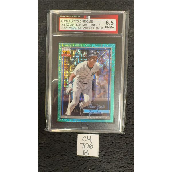 Graded Don Mattingly Aqua Mojo Refractor Numbered Card