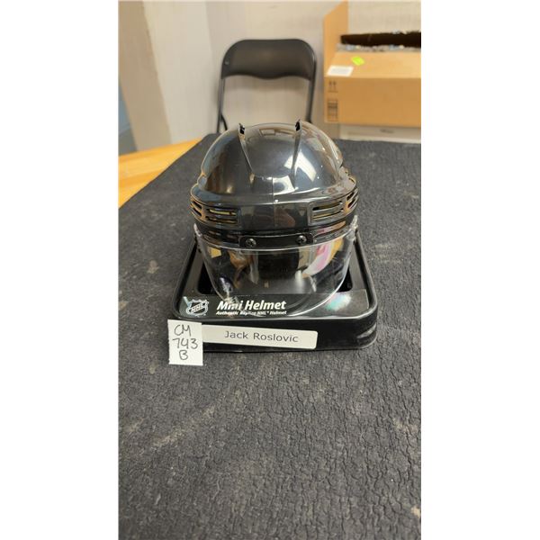 Signed Jack Roslovic Mini Helmet With Upper Deck Authentication