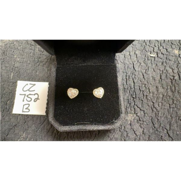 0.5 CT Each Heart Cut Moissanite Halo Stud Earrings, 925S With White Gold Overlay, D-VVS1, GRA