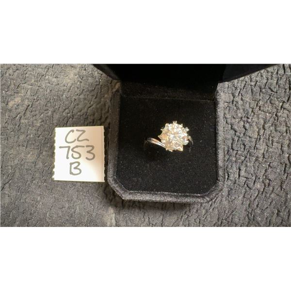 925S 3.0ct Moissanite Heart Prong Ring, D, VVS1, GRA Report, White Gold Overlay, Resize-able