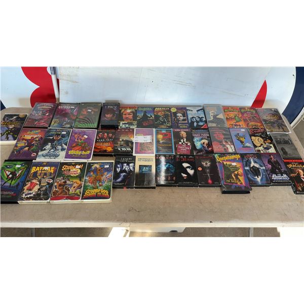 Collection of 40 VHS Tapes: Batman, Scooby-Doo, Godzilla, Power Rangers