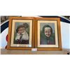 Image 1 : Pair of Framed Needlepoint Portraits: Man with Pipe and Woman in Scarf 22 × 28